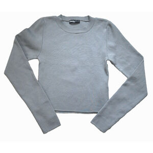 DeFacto Coool Factor Knit Long Sleeve Cropped Top Gray Womens Sz S